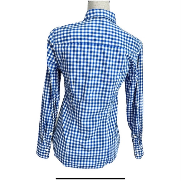 J. Crew Blue and White Gingham Perfect Shirt - Picture 3 of 5